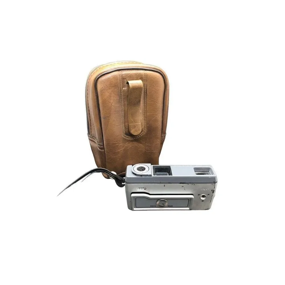 Vintage KODAK Real Leather Case and Miniature Film Camera Minolta 16 EE II 16mm